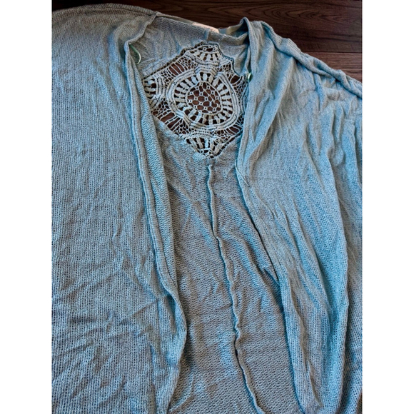 Pink Rose Sweaters - Pink Rose Large Boho Blue Cardigan